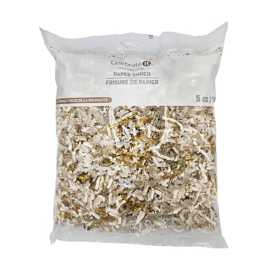 Michaels, 5oz. White & Gold Shred by Celebrate It™ – Category: Shred & Tissue